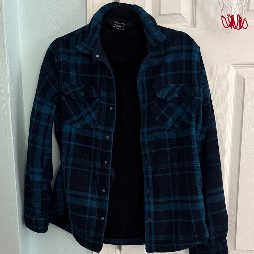 Blue Plaid Button-Up Shacket